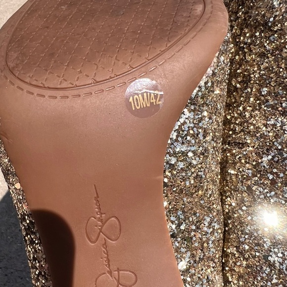 Jessica Simpson Gold Glitter Heels Worn Once! - Picture 6 of 9